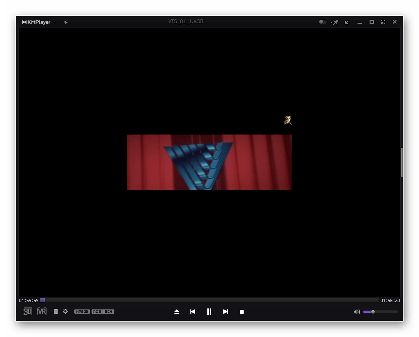 Видео открыто в программе KMPlayer