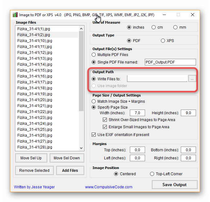 Выбор места сохранения в Image to PDF