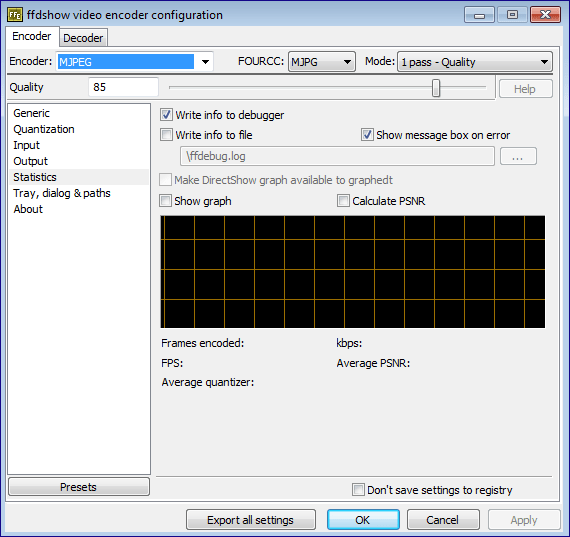 Настройка ffdshow в пакете K-Lite Codec Pack