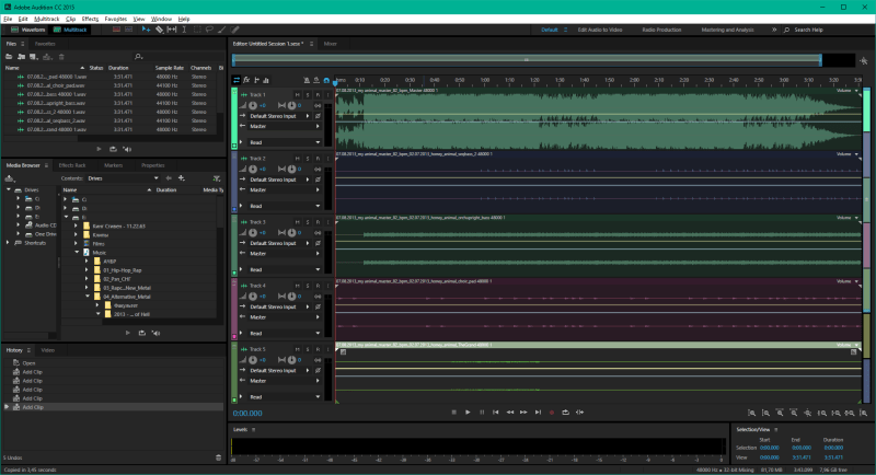 Multitrack в Adobe Audition