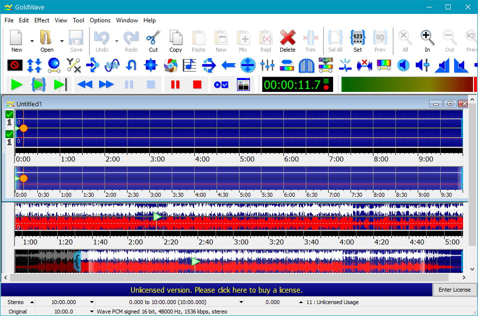 Запись аудио в GoldWave