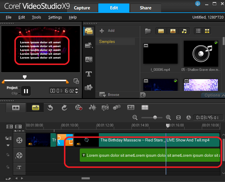 Наложение текста в Ulead VideoStudio