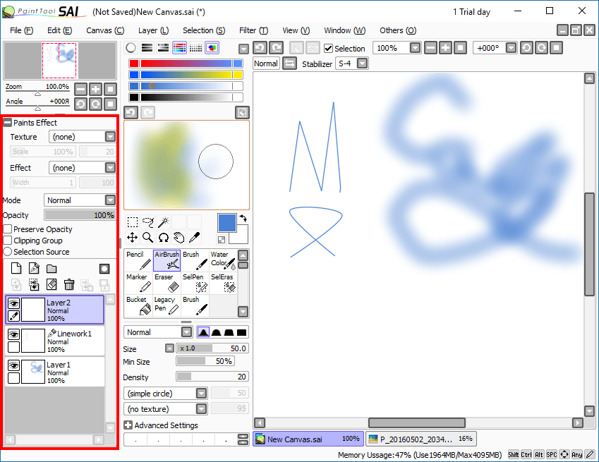 слои  в PaintTool Sai