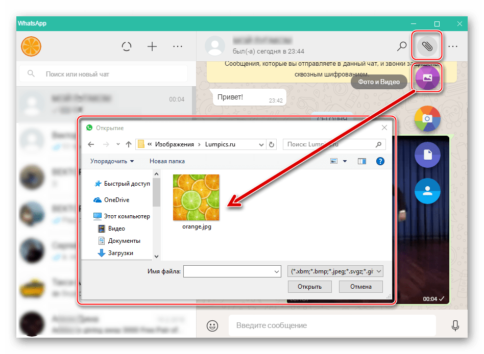 WhatsApp для Виндовс передача файлов различных типов