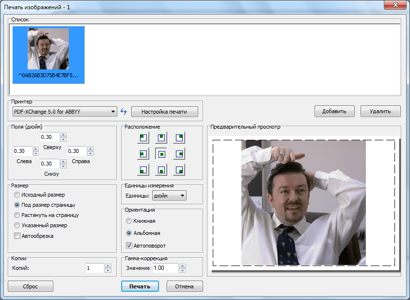 Печать изображения в программе Faststone Image Viewer