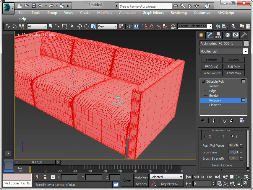 Полигональное моделирование кистью  в Autodesk 3ds Max