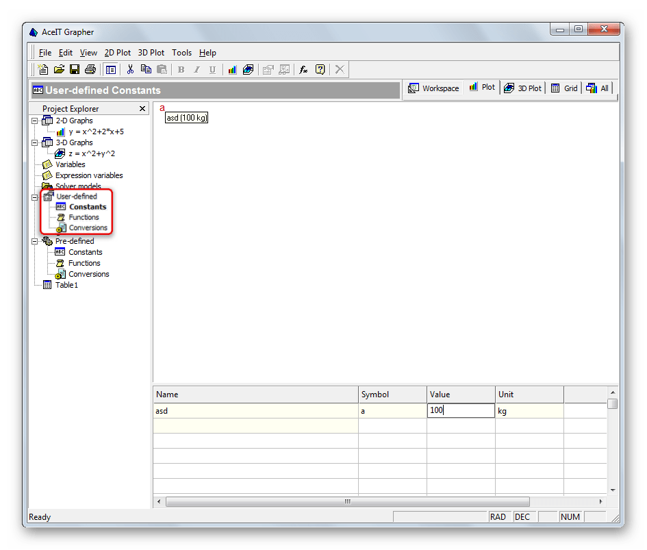 Возможность задания собственных постоянных величин в AceIT Grapher