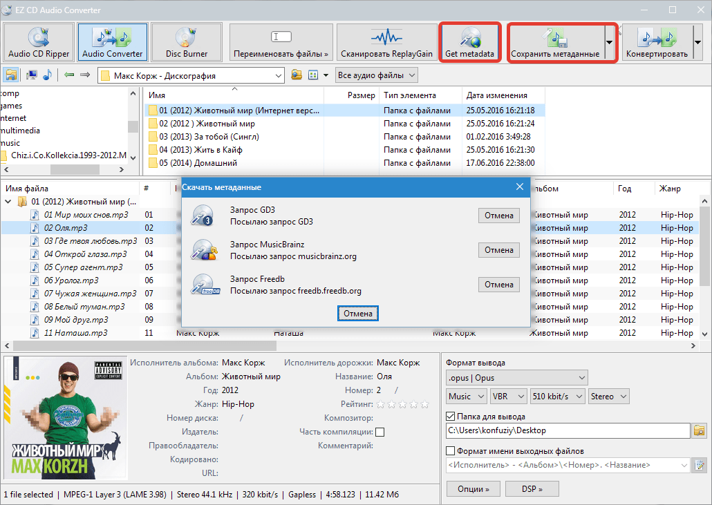 Метаданные EZ CD Audio Converter