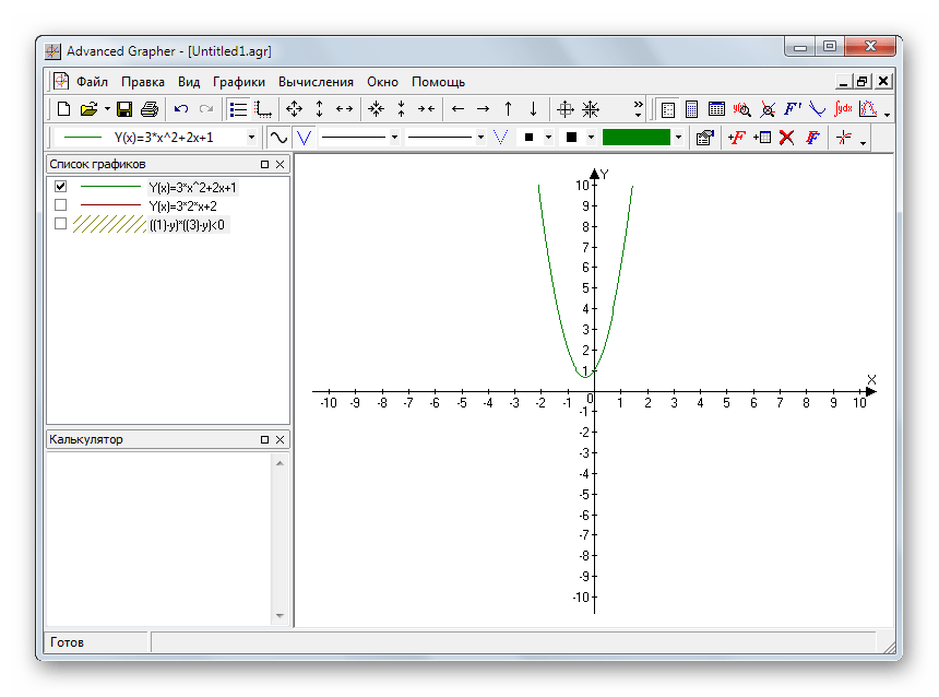 Построение двухмерного графика математической функции в Advanced Grapher