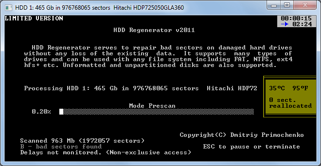 Восстановление с помощью HDD Regenerator