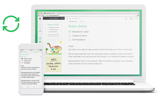 синхронизация в Evernote