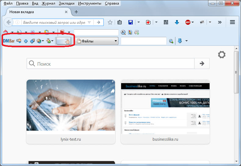 DM бар в браузере Mozilla Firefox