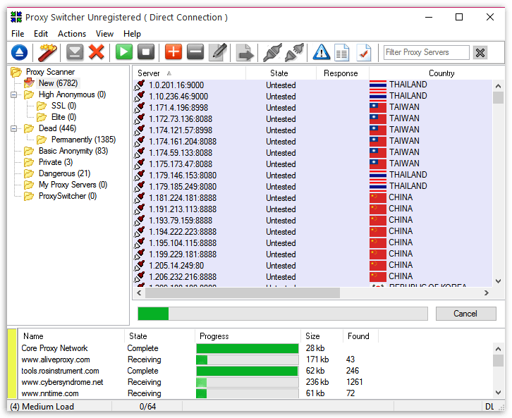 Огромный выбор прокси-серверов в Proxy Switcher