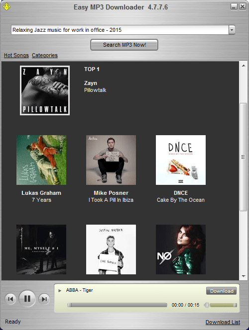 Топ музыки в Easy Mp3 Downloader