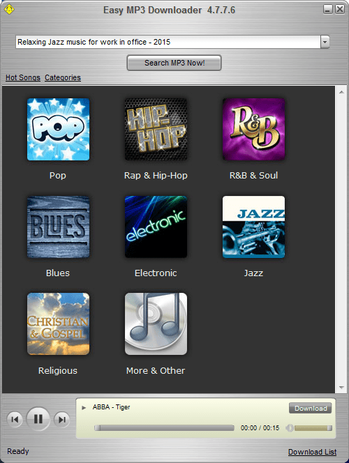 Категории музыки в Easy Mp3 Downloader