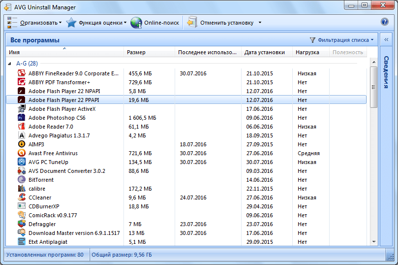 Unistall Manadger в AVG PC TuneUp