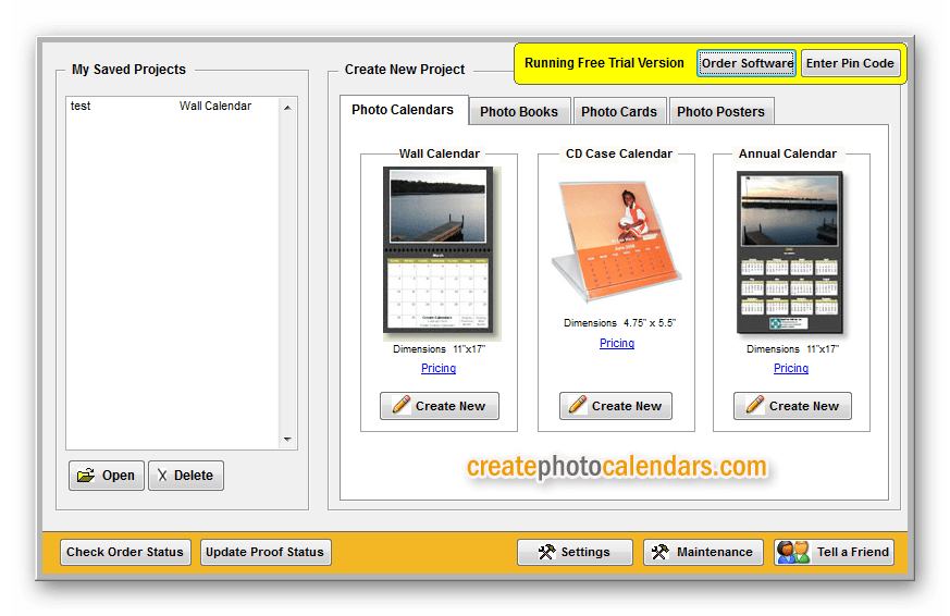 Создание проекта EZ Photo Calendar Creator