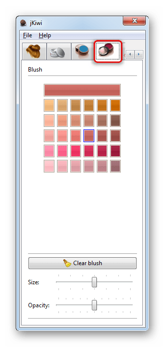 Инструмент, позволяющий нанести на лицо румянец в jKiwi