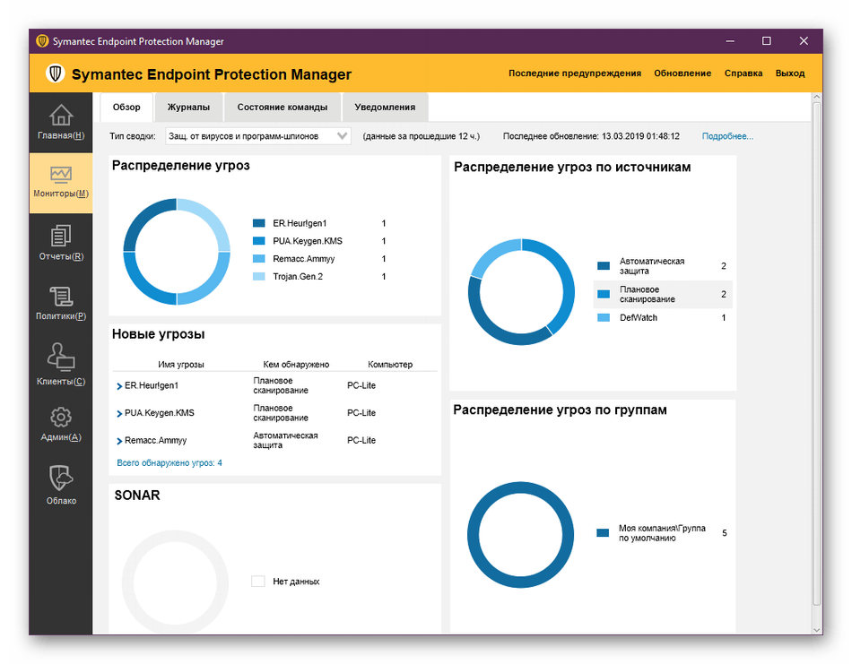 Сбор информации о клиентах в менеджере Symantec Endpoint Protection