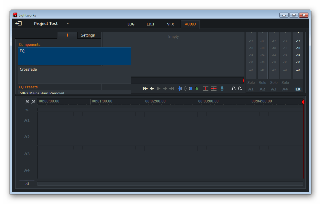 Работа с аудио Lightworks