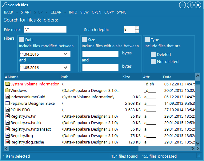 Поиск удаленных файлов в GetDataBack