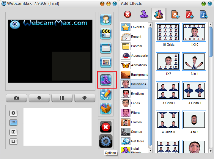 Добавление эффектов в WebcamMax
