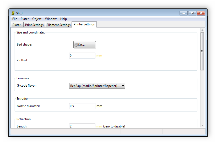 Детальная настройка устройств Slic3r