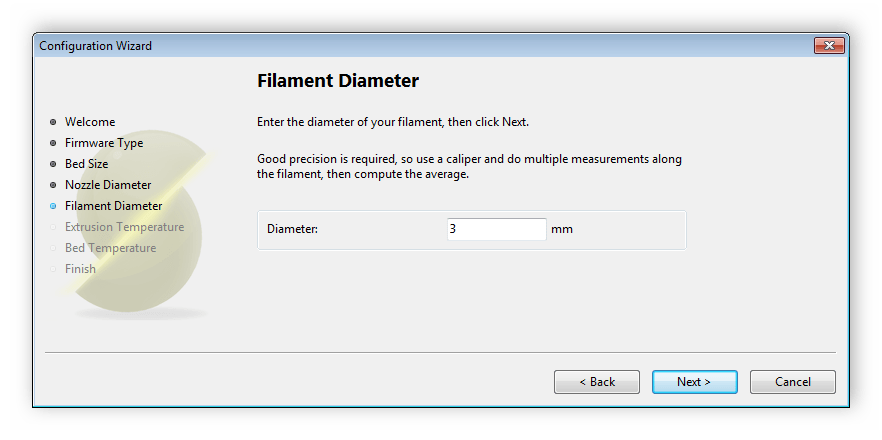 Ввод диаметра пластиковой нити в программе Slic3r