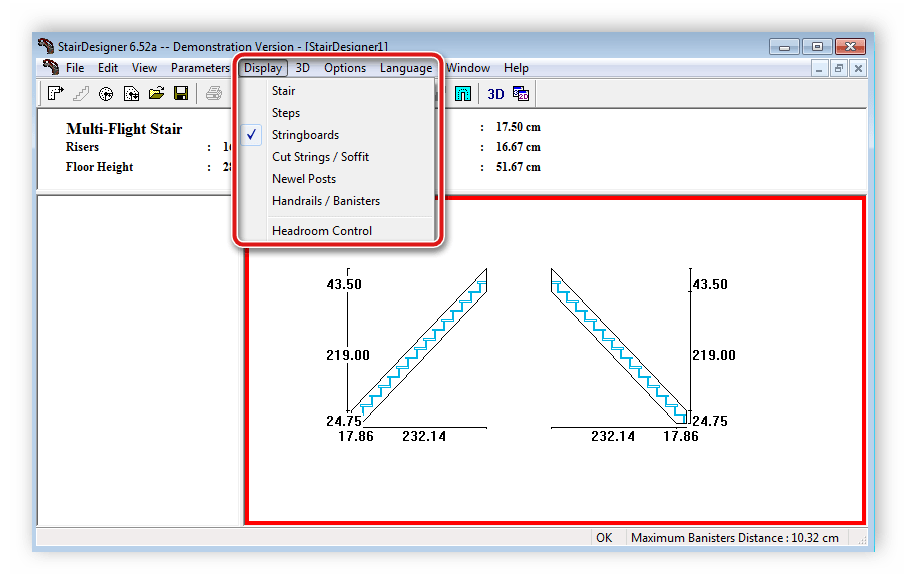 Варианты отображения проекта в StairDesigner