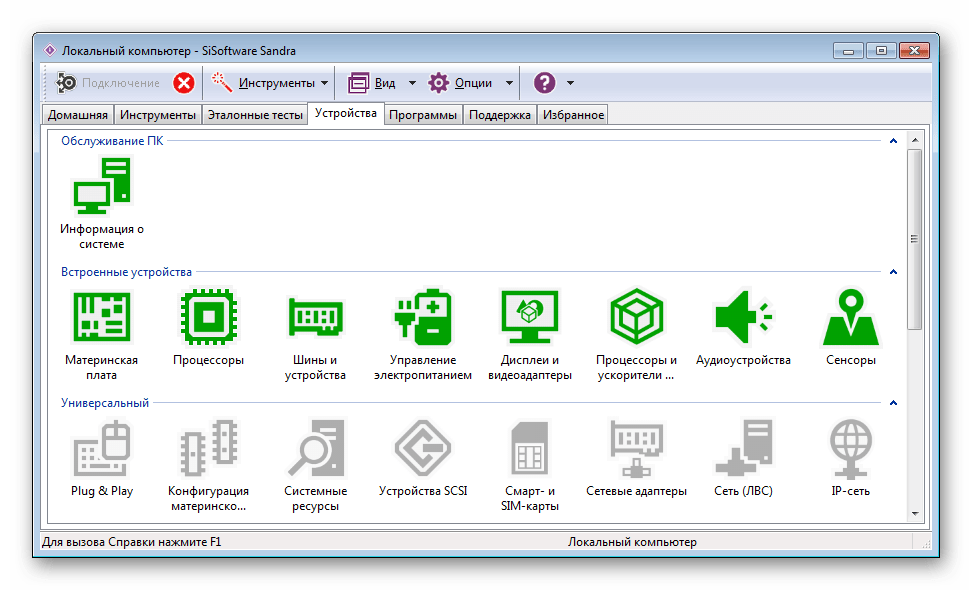 Устройства SiSoftware Sandra