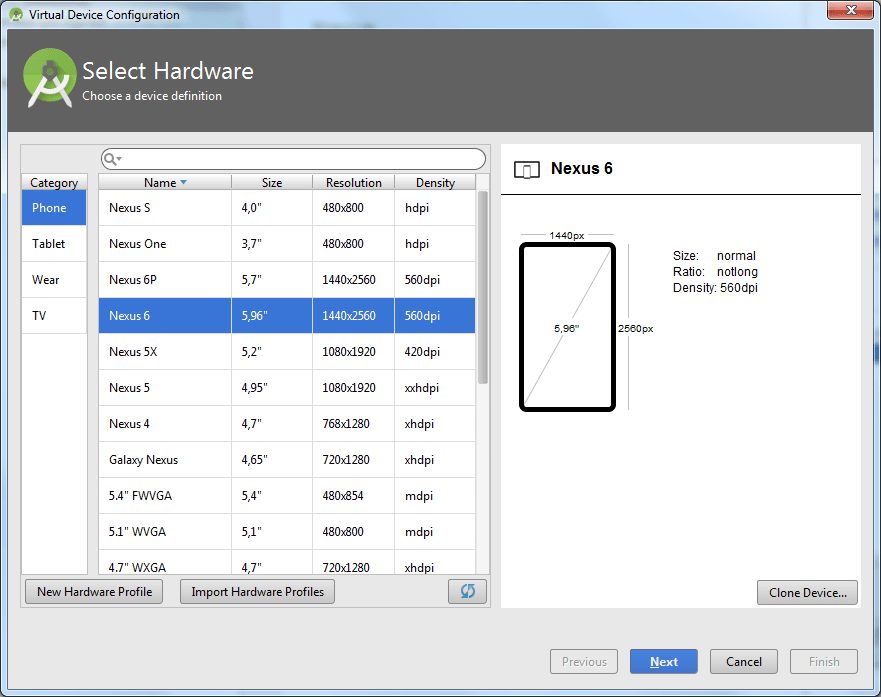 Клонирование устройств. Android Studio