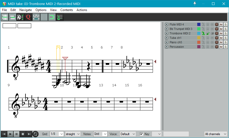 Поддержка и редактирование MIDI в Reaper