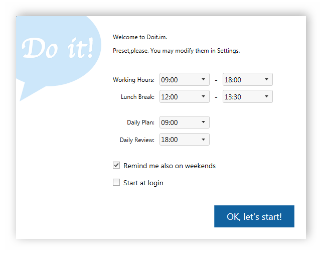 Предварительные настройки Doit.im