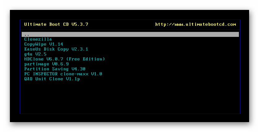 Disk Cloning в Ultimate Boot CD