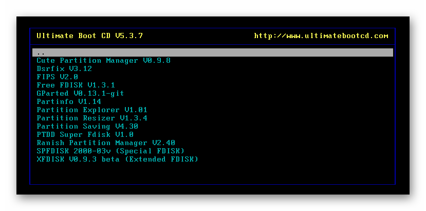 Partition Management в Ultimate Boot CD