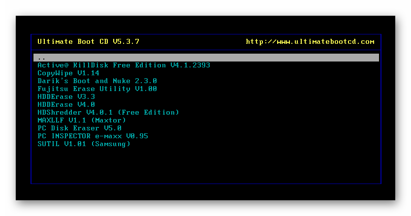 Disk Wiping в Ultimate Boot CD