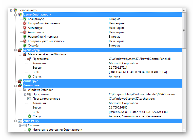 Категория Безопасность в SIW