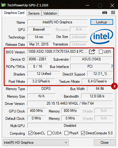 2. Второй блок информации в TeckPowerUp GPU-Z