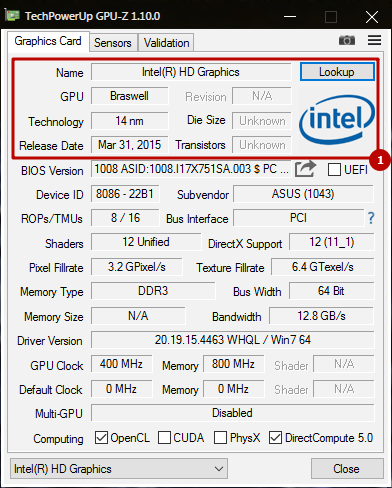 1. Первый блок информации в TeckPowerUp GPU-Z