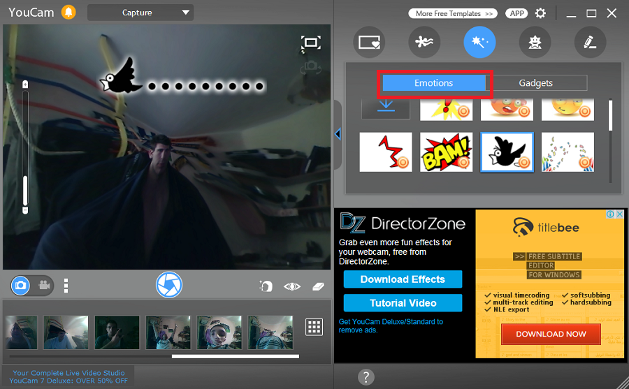 эмоции в CyberLink YouCam 5