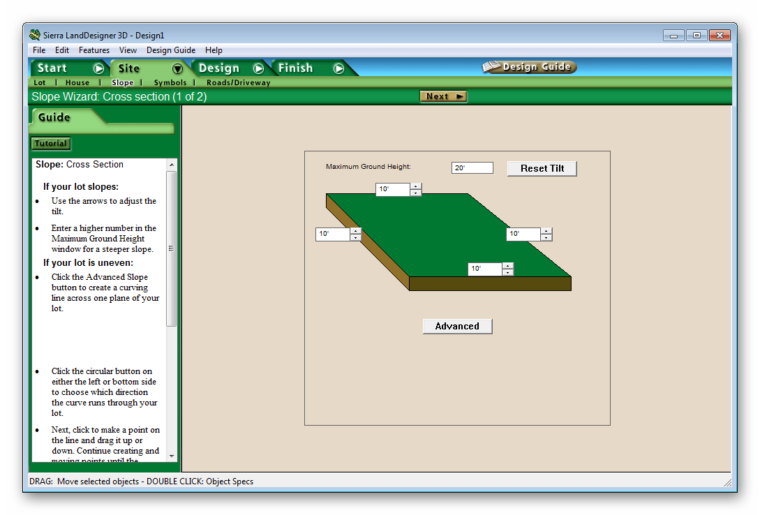 Настройка земли Sierra LandDesigner 3D