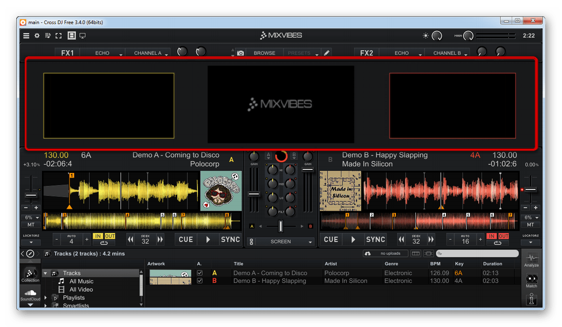 Возможность просмотра клипов музыкальных композиций в Cross DJ