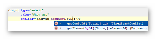 Автодополнение параметра в среде разработки WebStorm