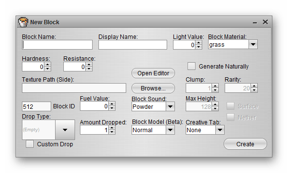 Создание нового блока Linkseyi`s Mod Maker