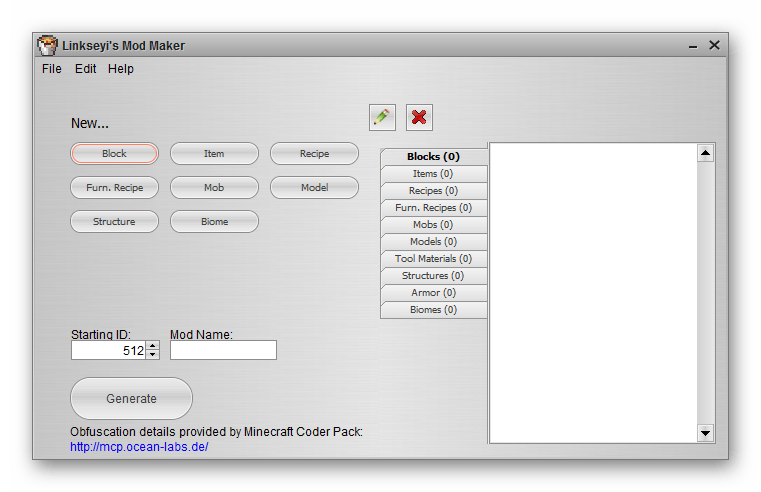 Главное окно Linkseyi`s Mod Maker