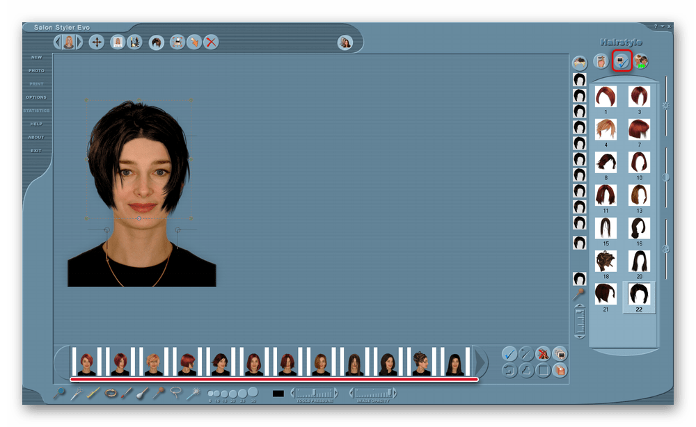 Возможность просмотра всех возможных вариантов причесок и их параллельного редактирования в Salon Styler Pro