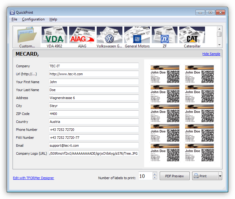 Печать документов с помощью утилиты TFORMer QuickPrint