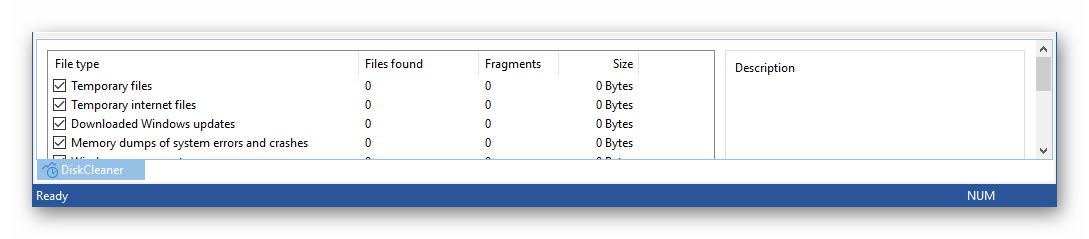 Выбор файлов для анализа и очистки инструментом OO DiskCleaner в программе OO Defrag