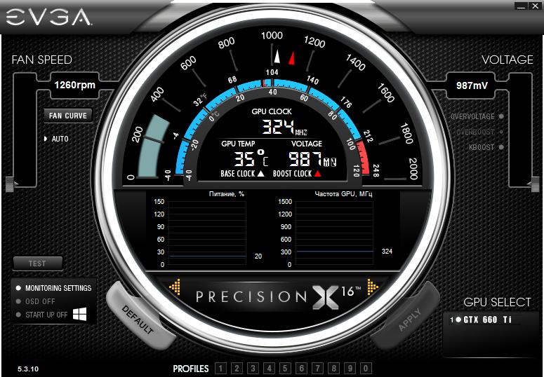 Мониторинг EVGA Precision X