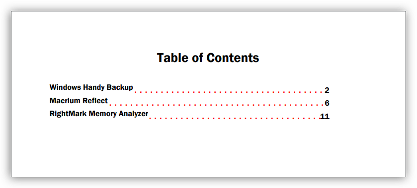 Вид оглавления созданного в программе PDF Combine